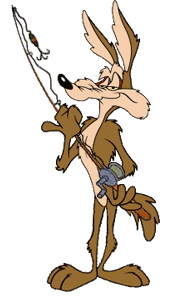 coyote with fishing pole